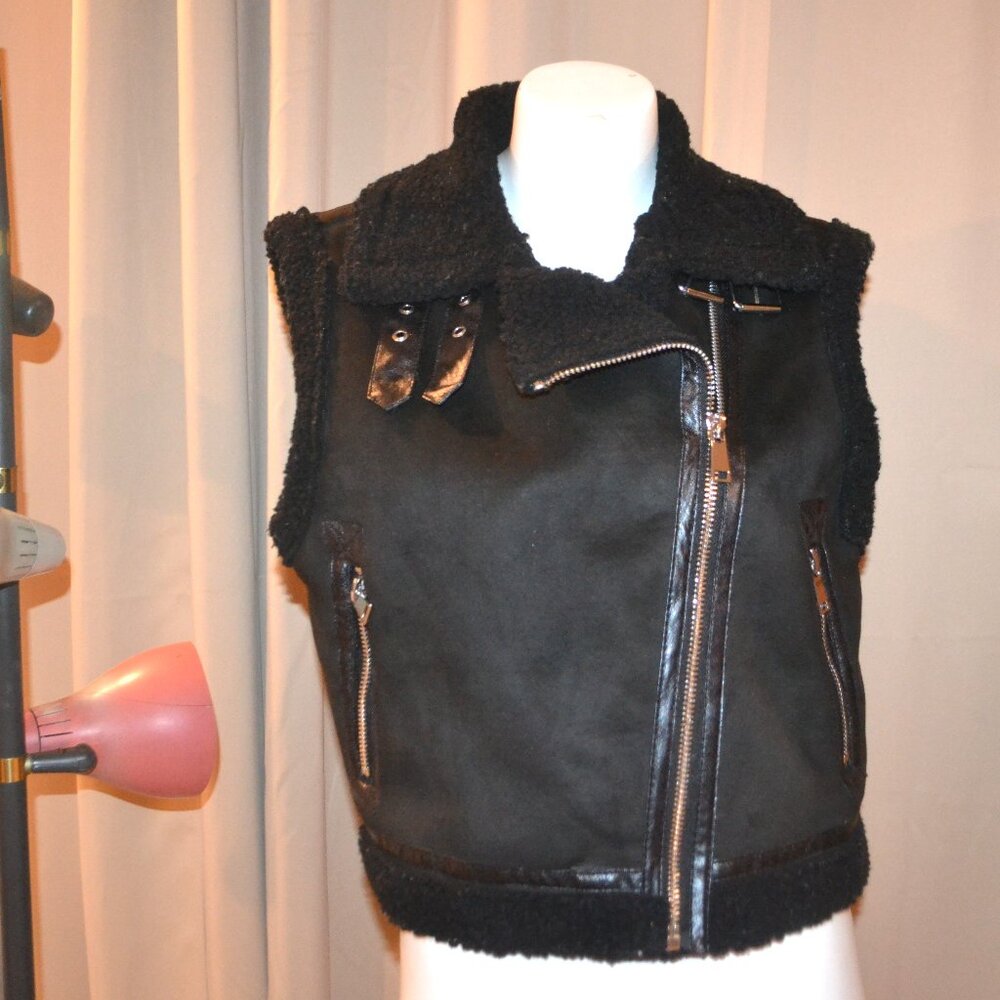 Vest Black Cropped Mark Edwards Biker Rocker Any Season Small Any Season